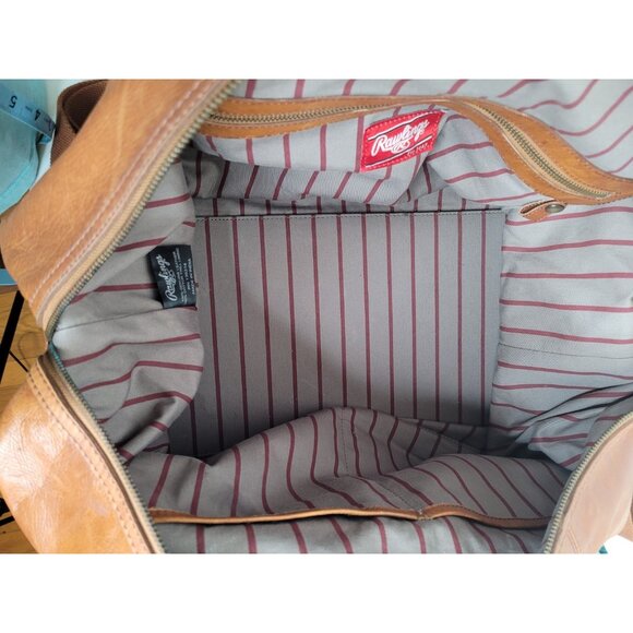 Rawlings Frankies 20” Rugged Brown Leather Duffle Bag Luggage Travel Weekender - Picture 15 of 16